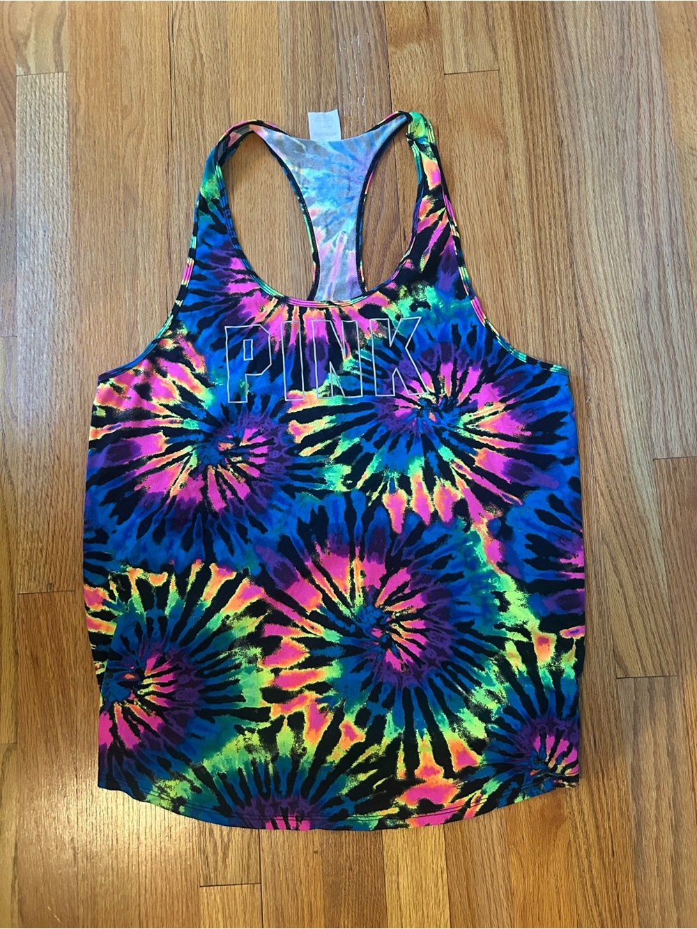 PINK Victoria's Secret Tie-Dye Racerback Tank Top - Neon Multi